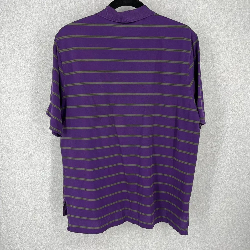 Ralph Lauren Polo Golf Shirt Size CL Purple Green Stripe Vintage Knit Casual